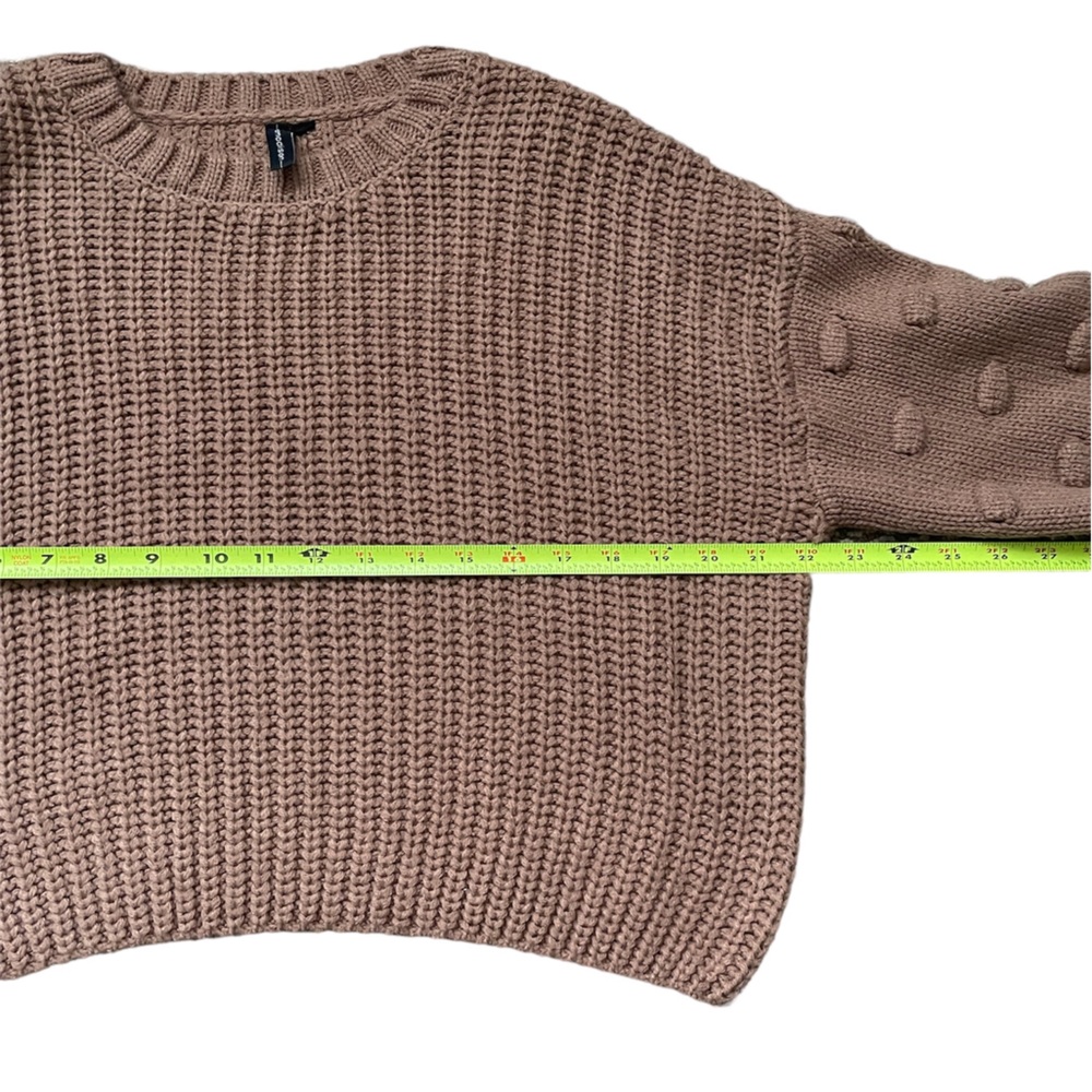 NWOT Moon & Madison Blush Brown Puff Bubble Sleeve Semi Cropped Sweater (size S) - Picture 7 of 7